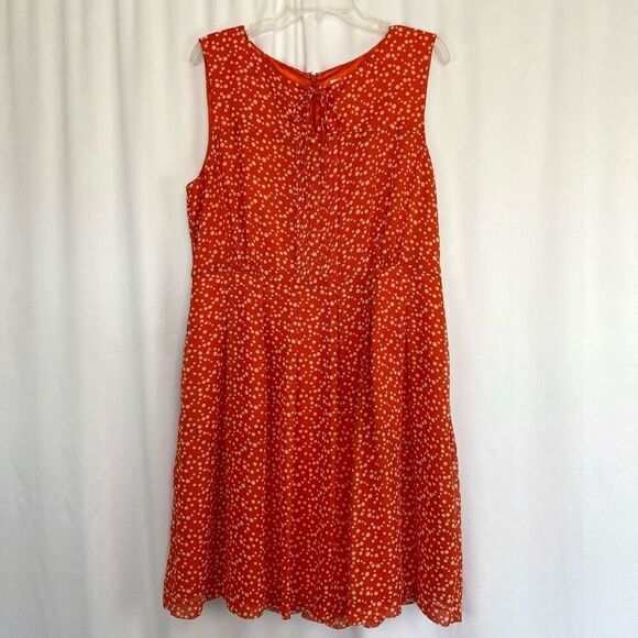 Anthropologie Hi There Karen Walker Prosecco Dress 4 Red Orange White Polka Dot - Picture 1 of 11